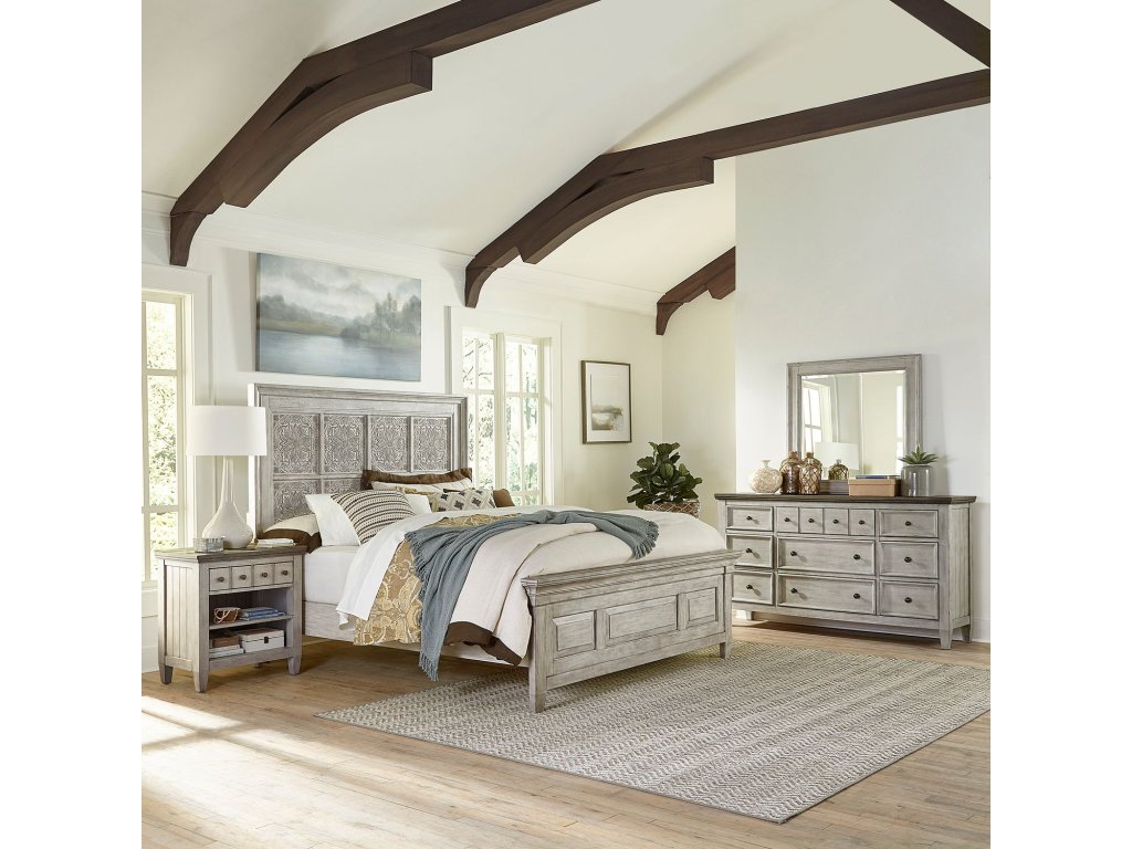 King Opt Panel Bed, Dresser & Mirror, Night Stand - main image