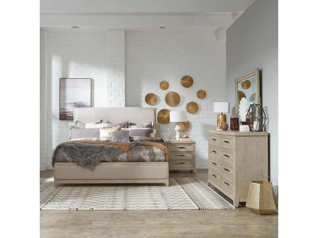 King Uph Bed, Dresser & Mirror, Night Stand - main image