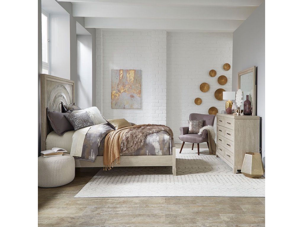 Queen Panel Bed, Dresser & Mirror - main image