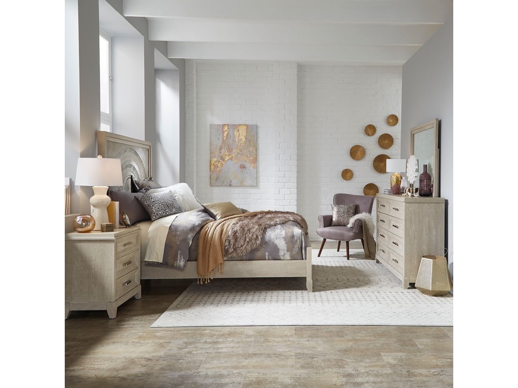 Queen Panel Bed, Dresser & Mirror, Night Stand - main image