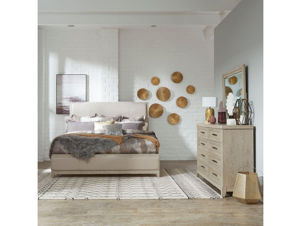 Queen Uph Bed, Dresser & Mirror - main image