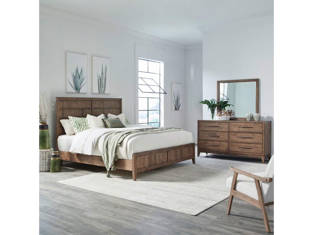 King Panel Bed, Dresser & Mirror - main image