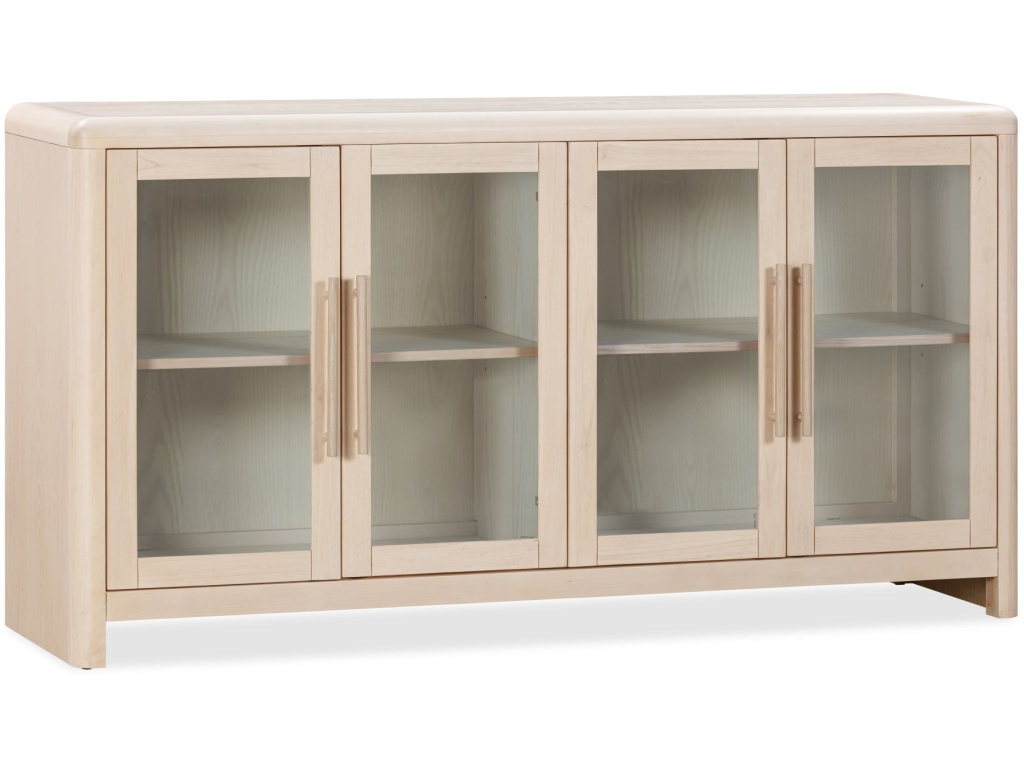 Liv Glass Door Ash Wood Sideboard in White Sand - image 1