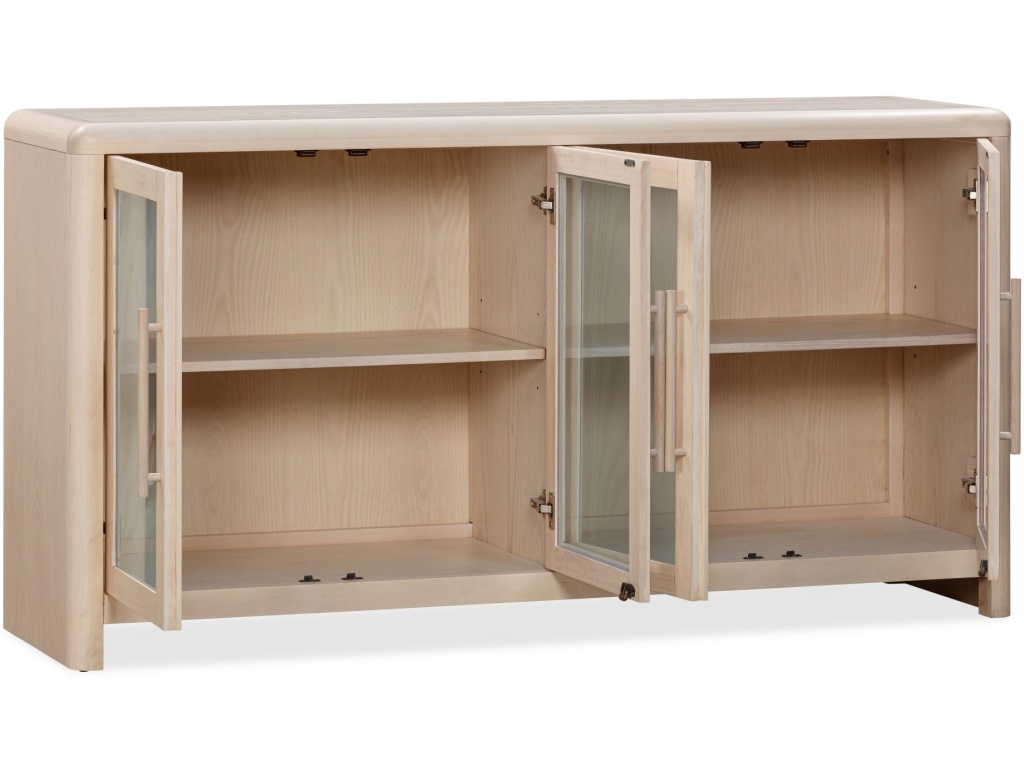 Liv Glass Door Ash Wood Sideboard in White Sand - image 3