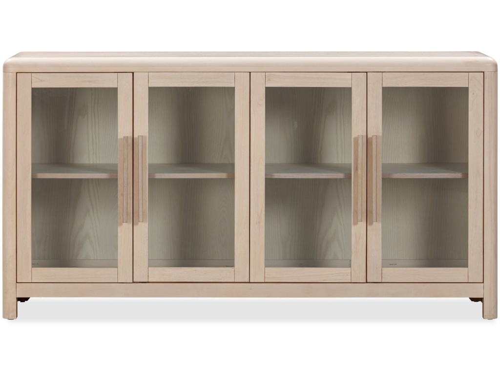 Liv Glass Door Ash Wood Sideboard in White Sand - main image