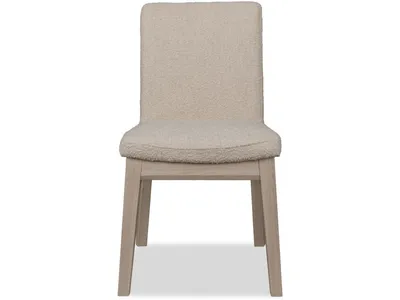Liv Solid Wood Dining Chair in White Sand and Brun Boucle