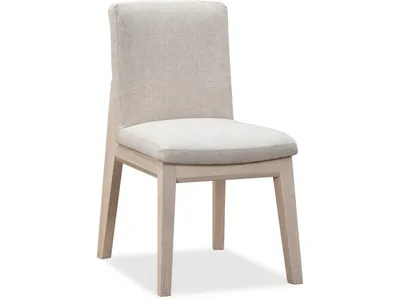 Liv Solid Wood Dining Chair in White Sand and Natural Linen