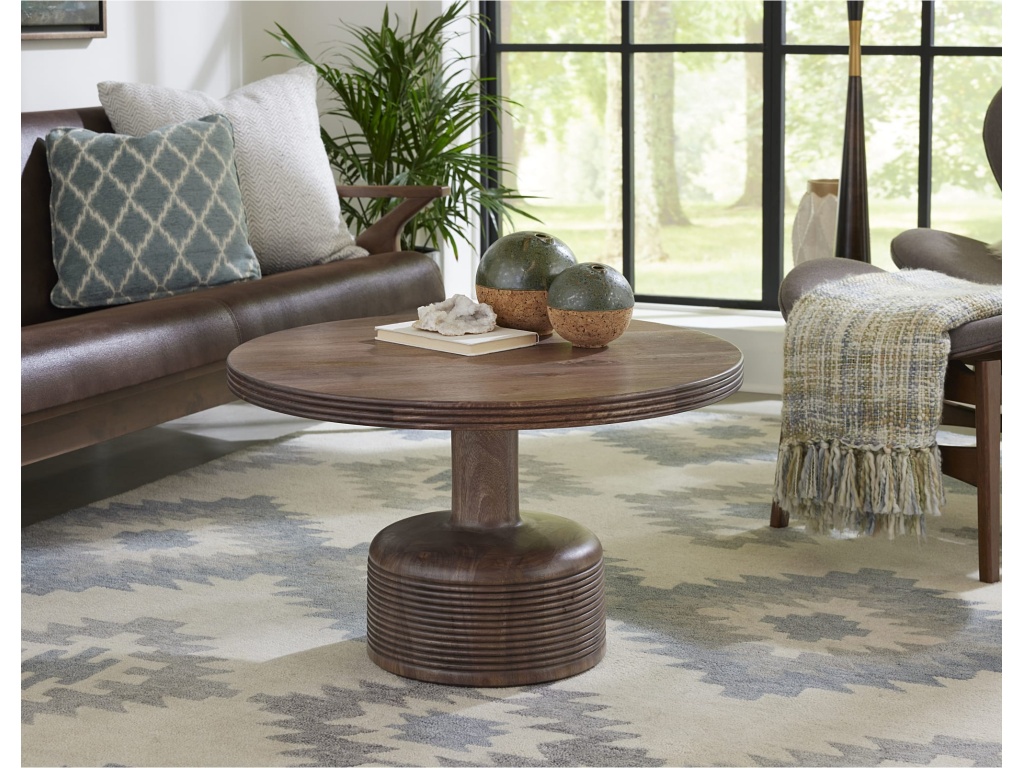 Liyana Solid Wood Round Coffee Table in Natural Tan - main image