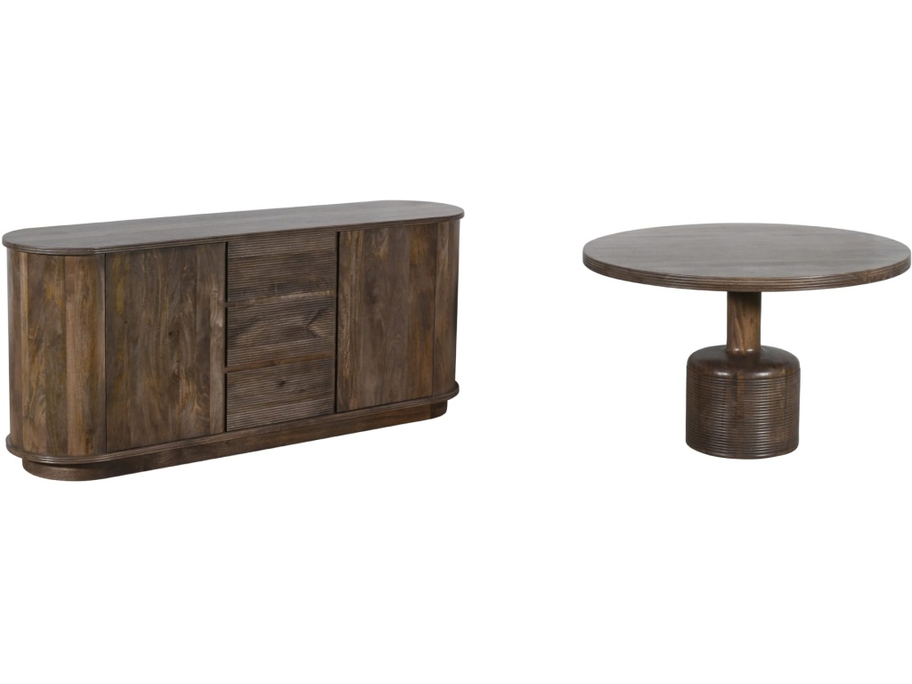 Liyana Solid Wood Round Dining Table in Natural Tan - image 5
