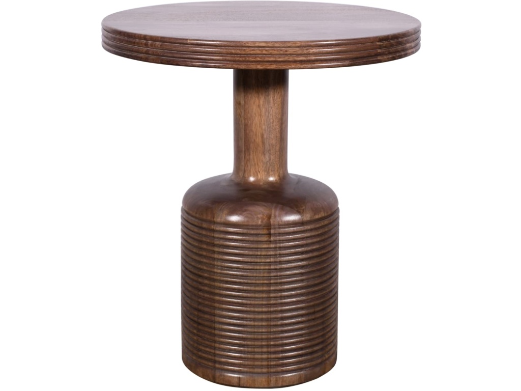 Liyana Solid Wood Round End Table in Natural Tan - image 2