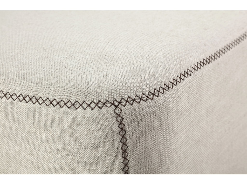 Louis Upholstered Ottoman in Natural Linen - image 1