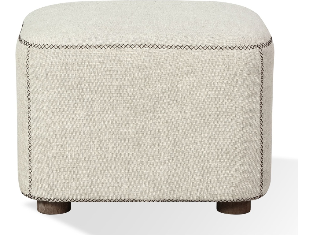 Louis Upholstered Ottoman in Natural Linen - image 2