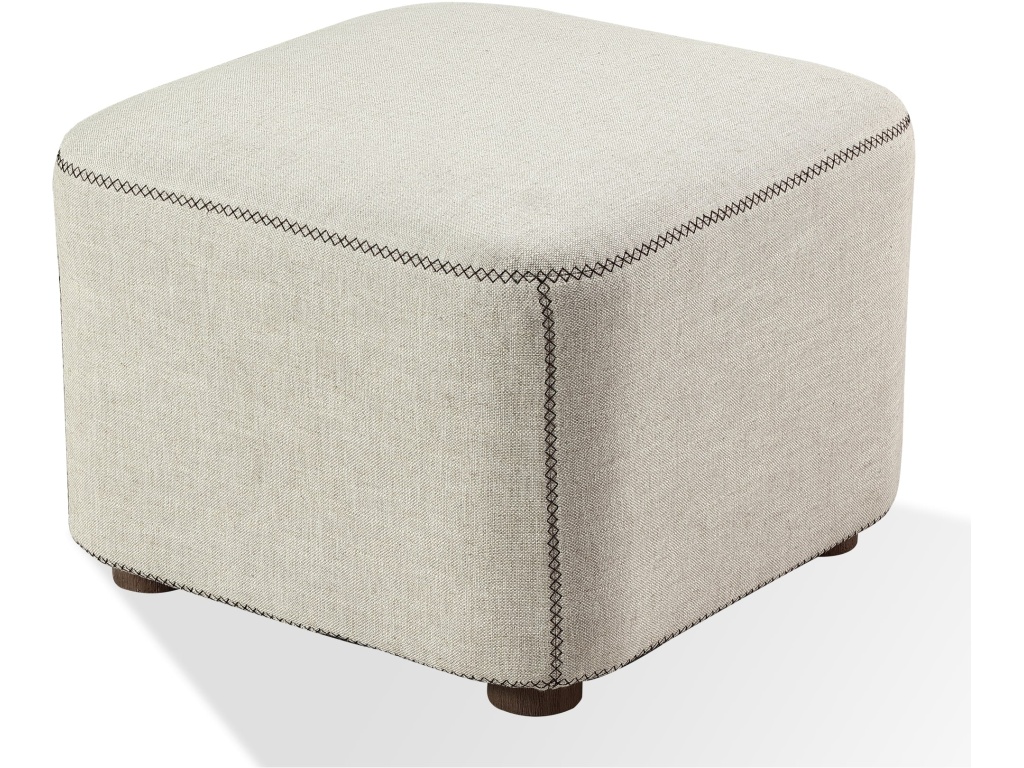 Louis Upholstered Ottoman in Natural Linen - main image