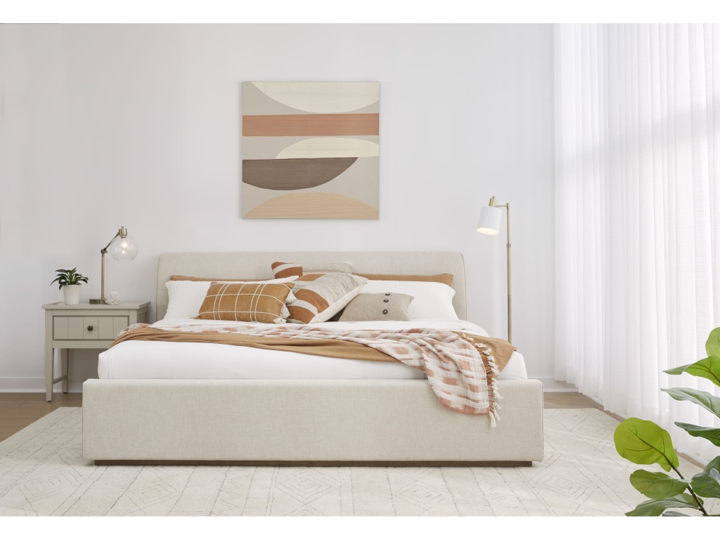 Louis Upholstered Platform Bed in Natural Linen - image 1