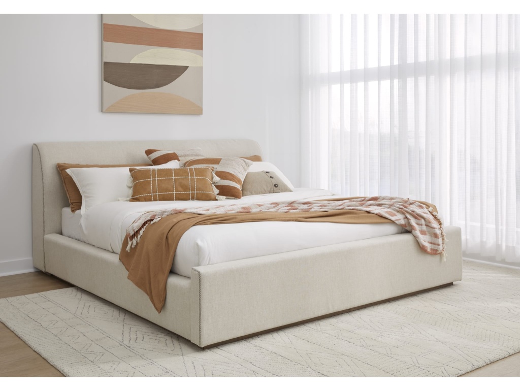 Louis Upholstered Platform Bed in Natural Linen - image 2