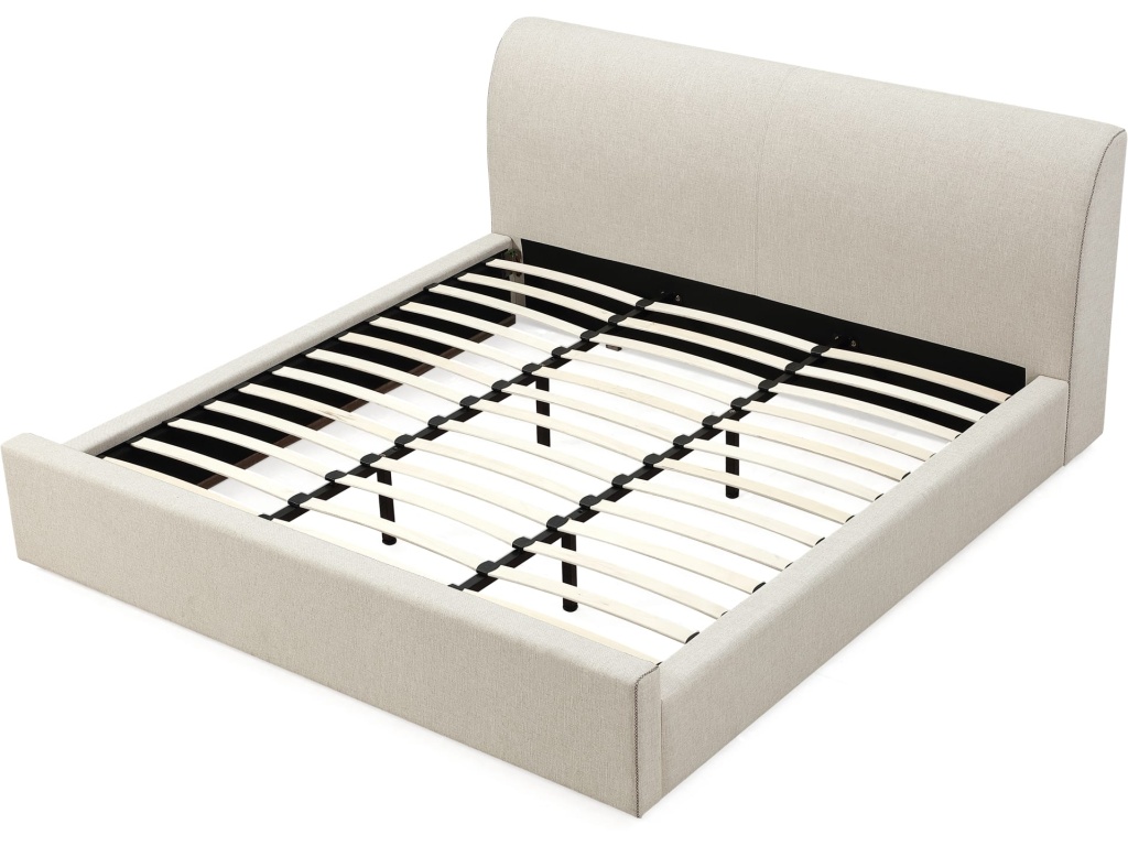 Louis Upholstered Platform Bed in Natural Linen - image 9