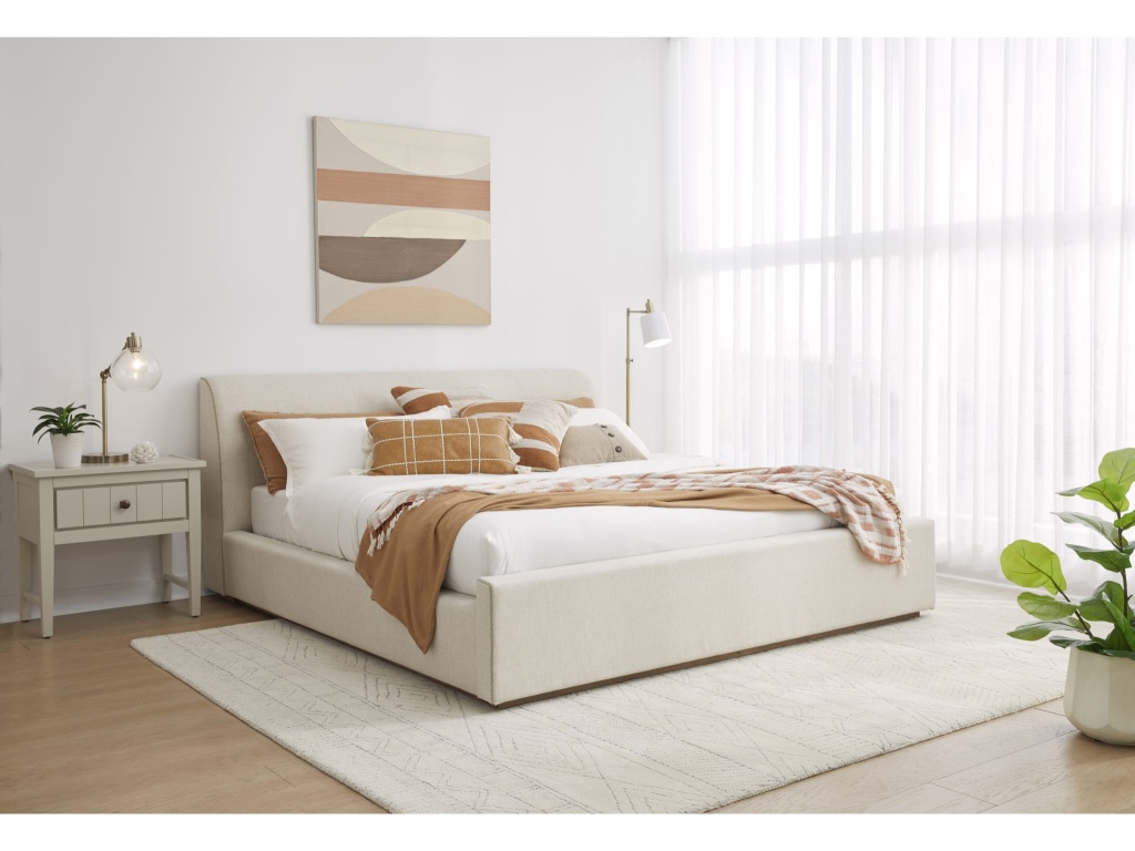 Louis Upholstered Platform Bed in Natural Linen - main image