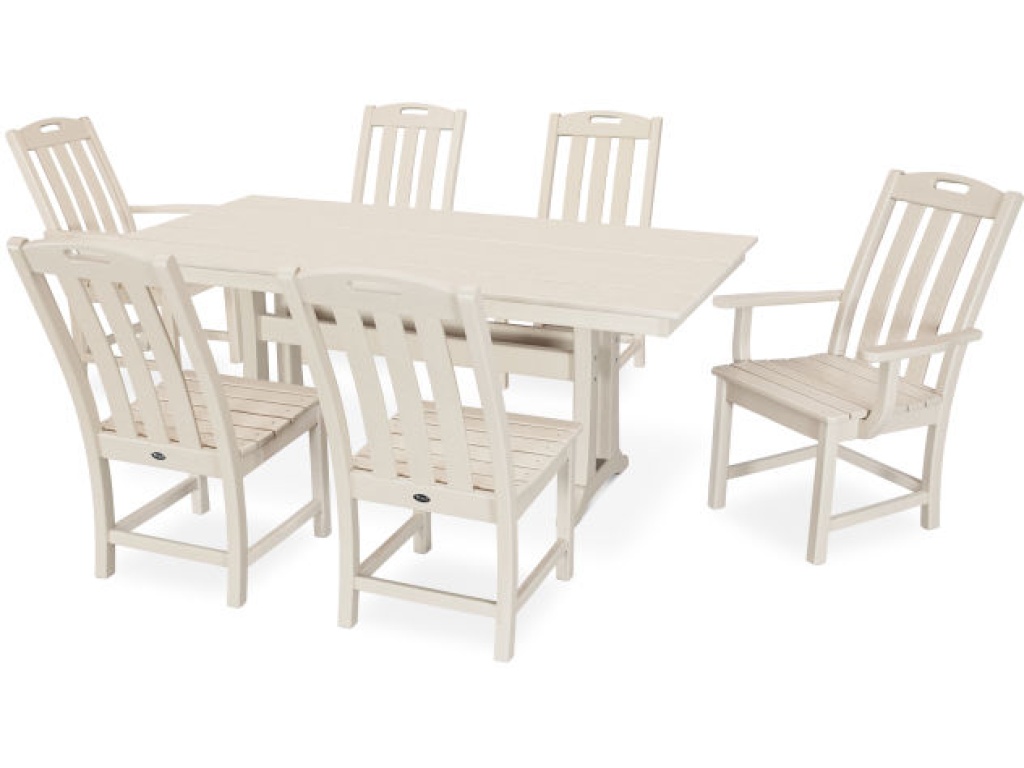 Yacht Club 7-Piece Farmhouse Trestle Dining Set - main image