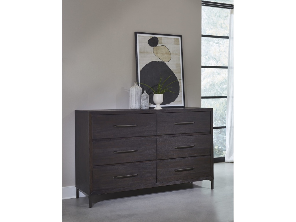 Lucerne Six-Drawer Metal Leg Dresser in Vintage Coffee (2024) - image 9