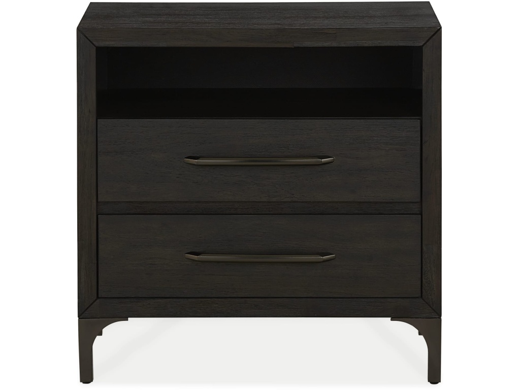 Lucerne Two-Drawer Metal Leg Nightstand in Vintage Coffee - image 1