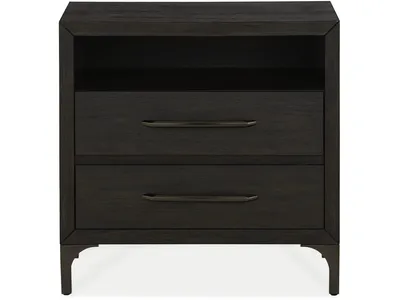Lucerne Two-Drawer Metal Leg Nightstand in Vintage Coffee - Alternative View