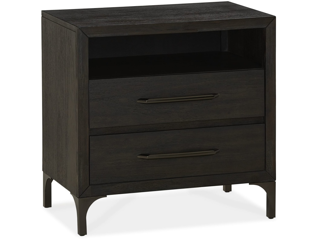 Lucerne Two-Drawer Metal Leg Nightstand in Vintage Coffee - image 2