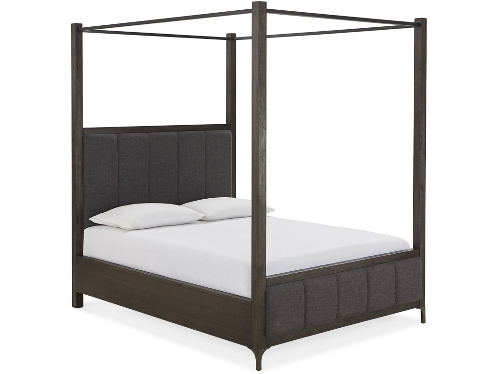 Lucerne Upholstered Canopy Bed in Vintage Coffee - image 4