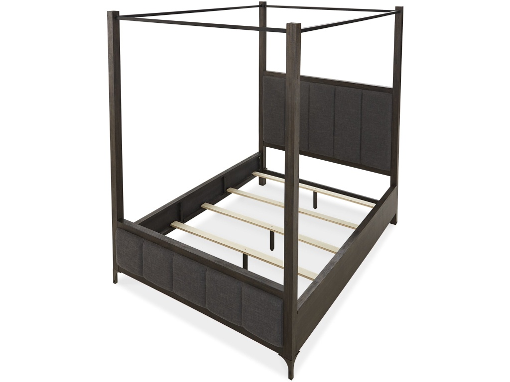 Lucerne Upholstered Canopy Bed in Vintage Coffee - image 5