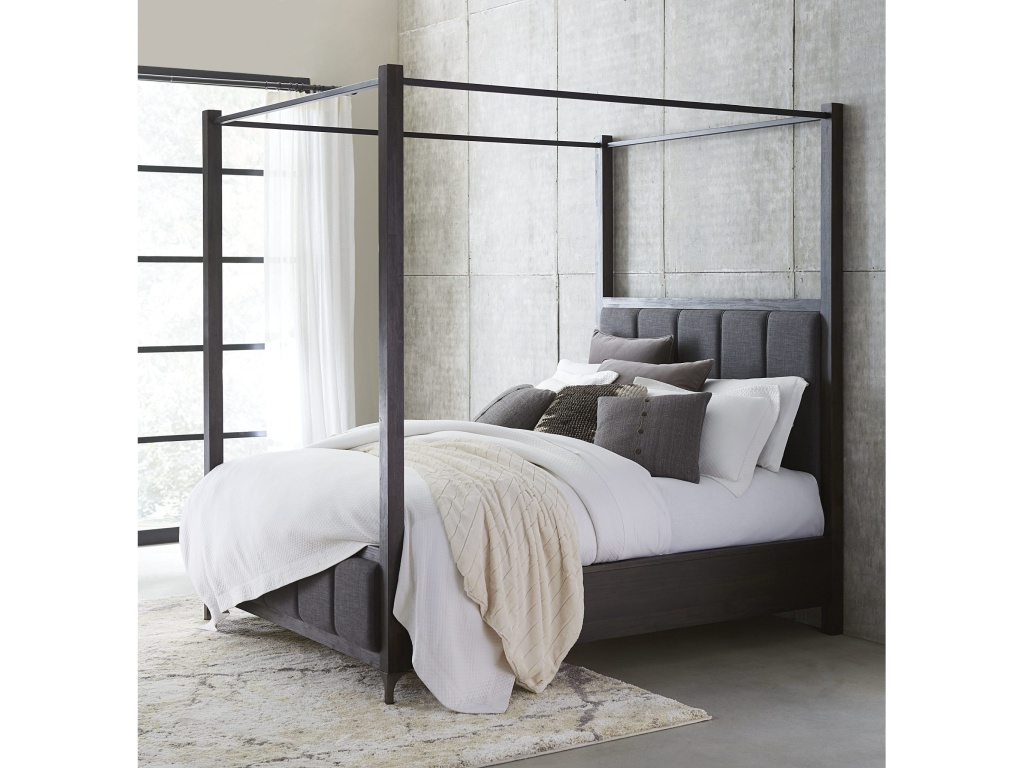 Lucerne Upholstered Canopy Bed in Vintage Coffee - main image