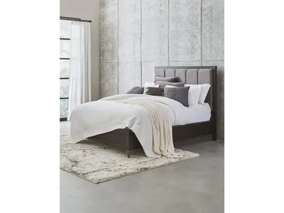 Lucerne Upholstered Panel Bed in Vintage Coffee