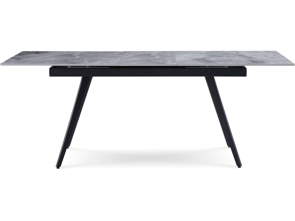 Lucia Extendable Stone Top Metal Leg Dining Table in Piedra and Black - image 3