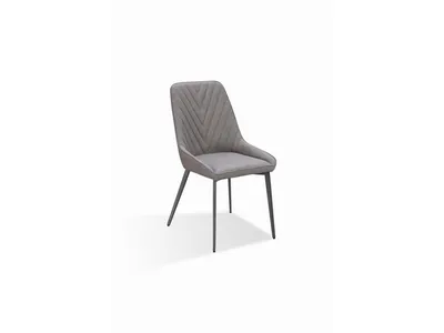 Lucia Metal Leg Upholstered Dining Chair in Anchor Gray Synthetic Leather and Gunmetal