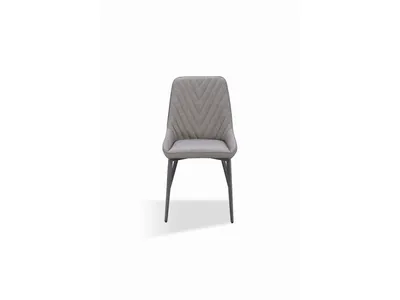 Lucia Metal Leg Upholstered Dining Chair in Anchor Gray Synthetic Leather and Gunmetal