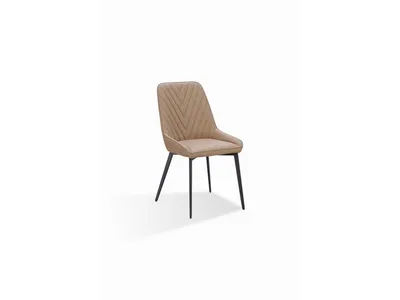 Lucia Metal Leg Upholstered Dining Chair in Honey Synthetic Leather
