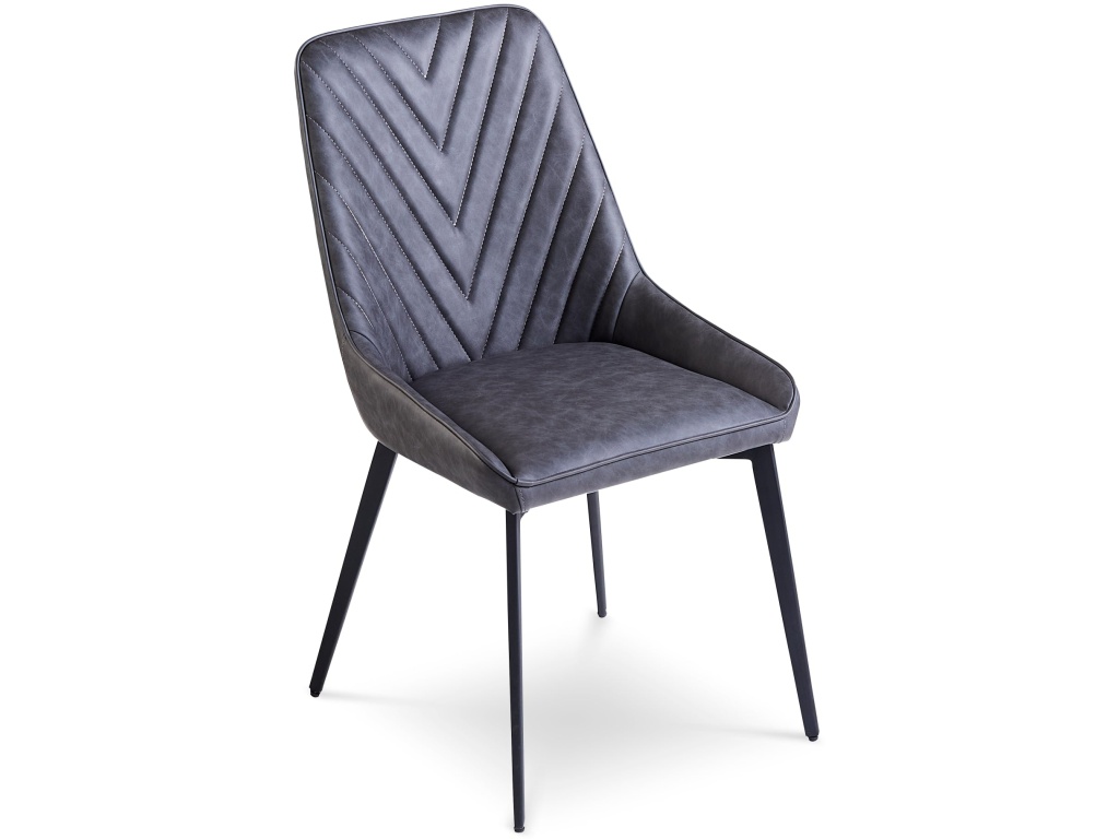 Lucia Upholstered Dining Chair in Charcoal Synthetic Leather and Black Metal - image 2