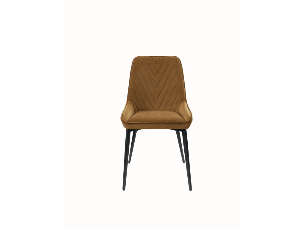 Lucia Upholstered Dining Chair in Cognac Velvet and Black Metal - image 1