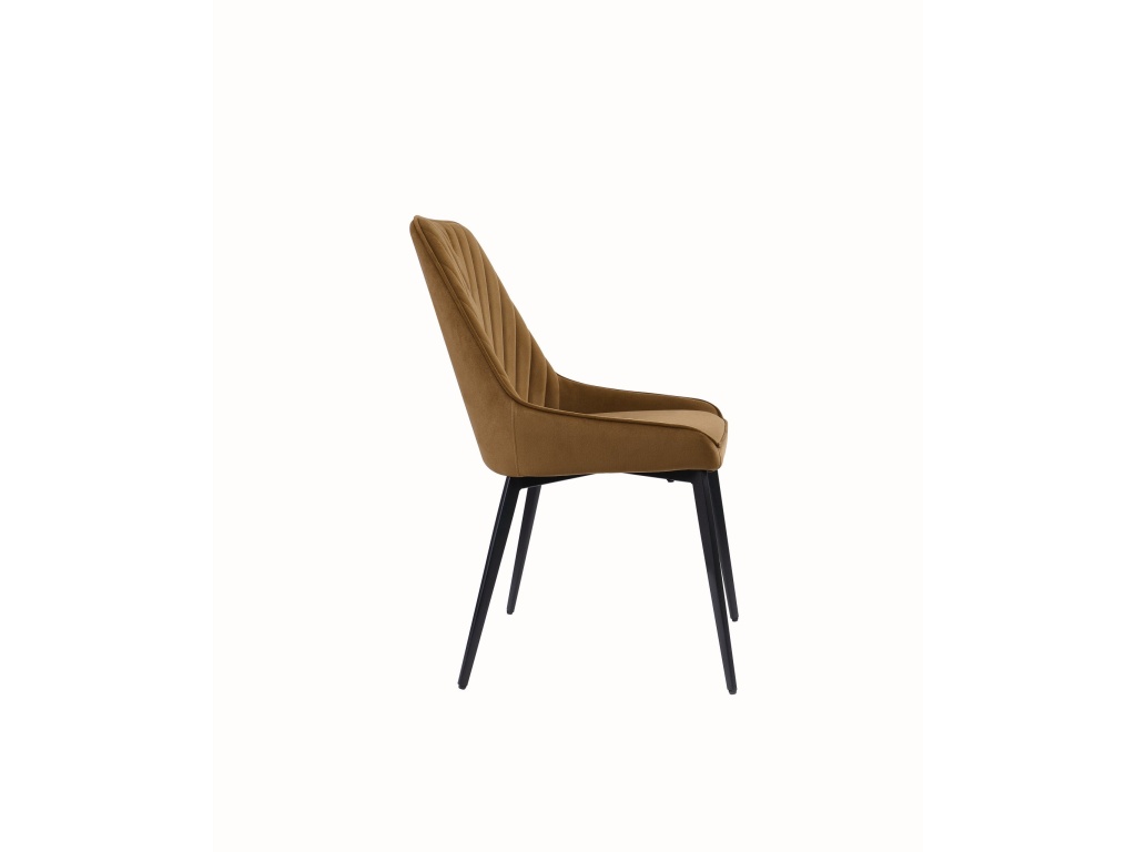 Lucia Upholstered Dining Chair in Cognac Velvet and Black Metal - image 3