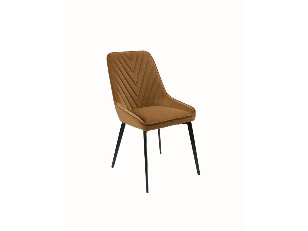 Lucia Upholstered Dining Chair in Cognac Velvet and Black Metal - main image
