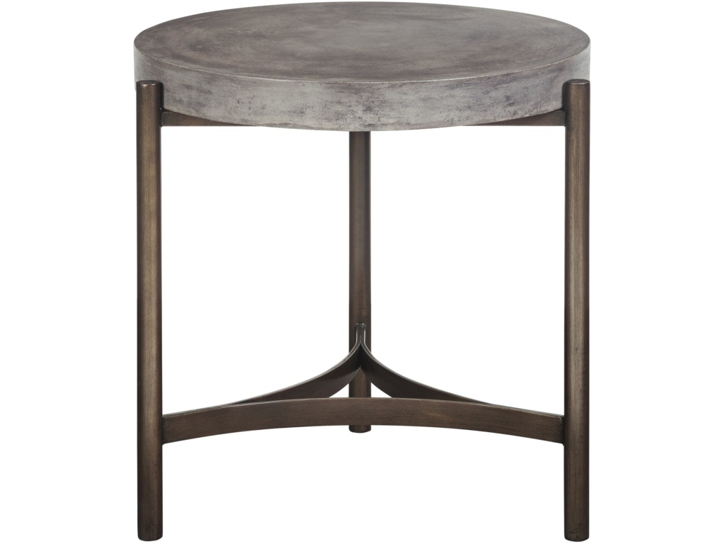 Lyon Round Natural Concrete and Metal Side Table - image 2
