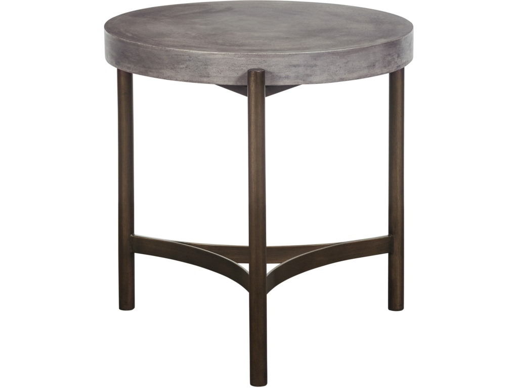 Lyon Round Natural Concrete and Metal Side Table - image 3