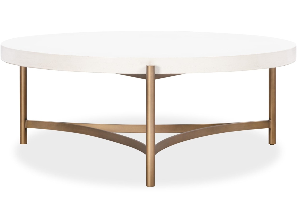 Lyon Round White Concrete and Metal Coffee Table - image 1