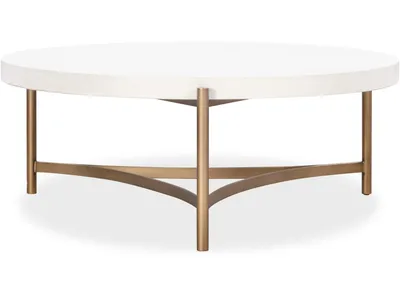 Lyon Round White Concrete and Metal Coffee Table - Alternative View