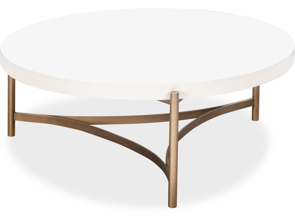 Lyon Round White Concrete and Metal Coffee Table - main image