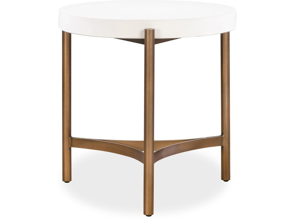 Lyon Round White Concrete and Metal Side Table - image 1