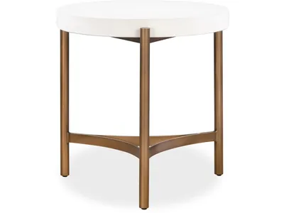 Lyon Round White Concrete and Metal Side Table - Alternative View