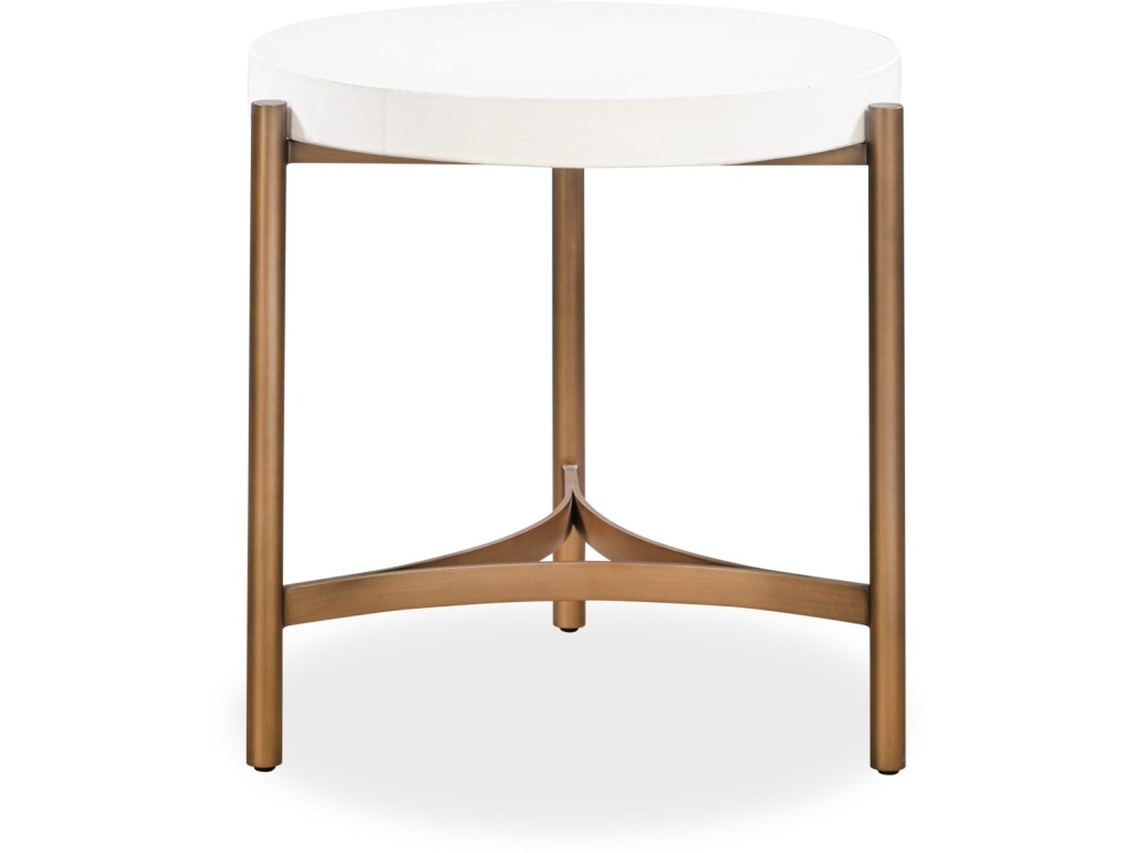 Lyon Round White Concrete and Metal Side Table - image 2