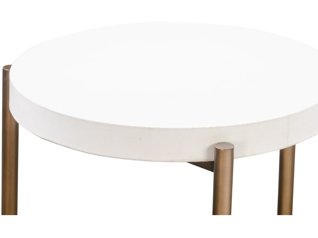 Lyon Round White Concrete and Metal Side Table - image 3