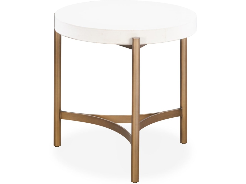 Lyon Round White Concrete and Metal Side Table - main image