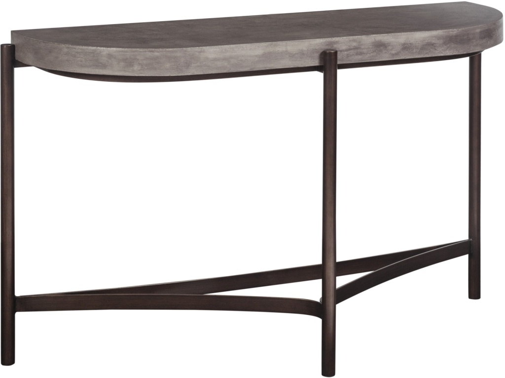 Lyon Semi-circular Natural Concrete and Metal Console Table - image 1