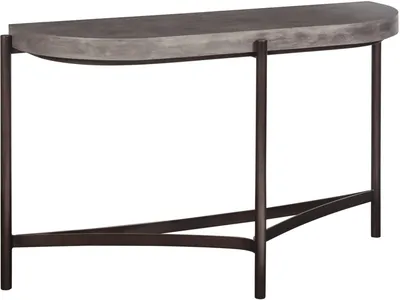 Lyon Semi-circular Natural Concrete and Metal Console Table - Alternative View